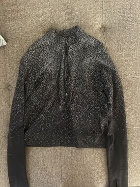 Lululemon Rest Less Cropped 1/2 Zip herringbone fade black size 6